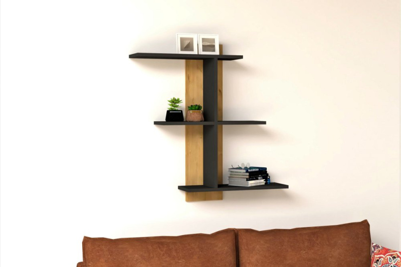 Nástěnná police Bahro - Sapphire, Anthracite