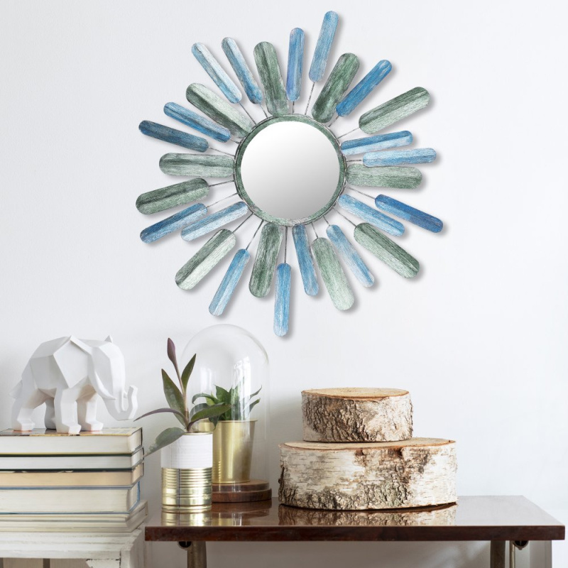 Dekorativní kovový doplněk na zeď Metal Art Mirror Sun