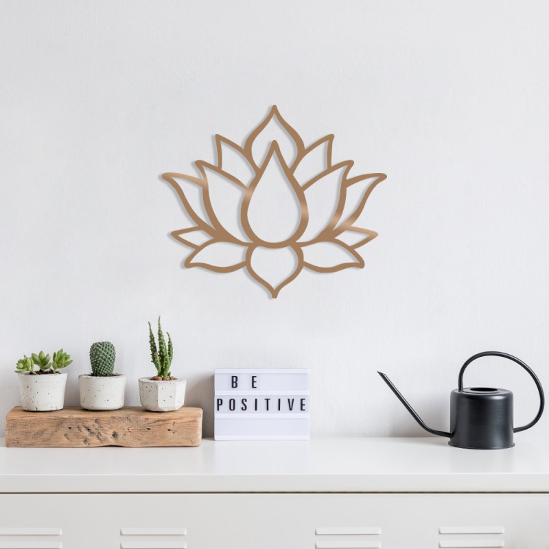 Dekorativní kovový doplněk na zeď Lotus Flower 1 - Copper