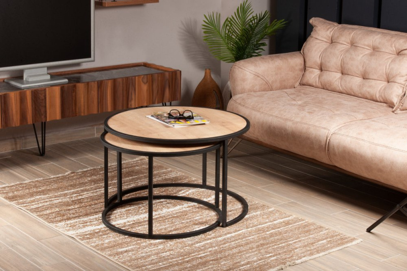 Sada odkládacích stolků (2 kusy) Tambur - Oak