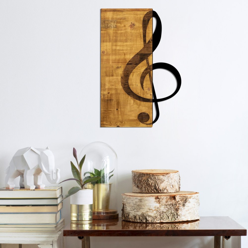 Dekorativní dřevěný doplněk na zeď Treble Clef