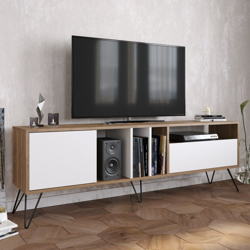 TV stolek Mistico (180) - Walnut, White