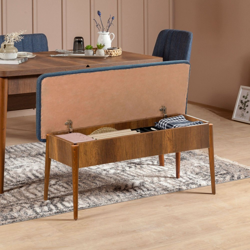 Lavice Vina Bench Dark Blue, Walnut