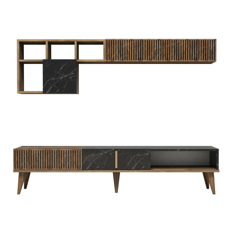 TV stěna / Sestava pod TV Milan - Walnut, Black