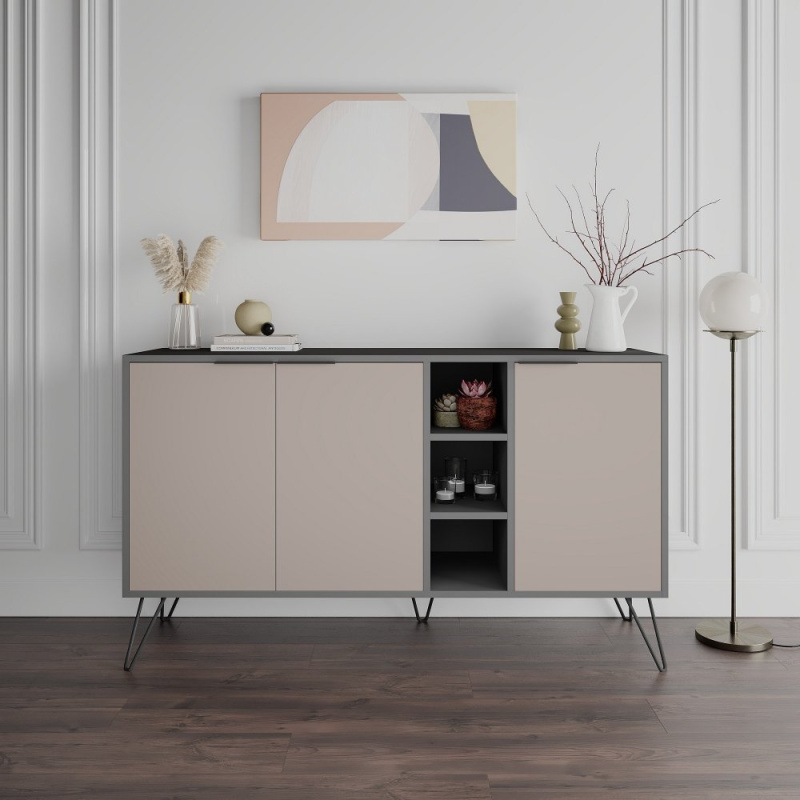 Konzolový stolek Clara Console - Anthracite, Light Mocha