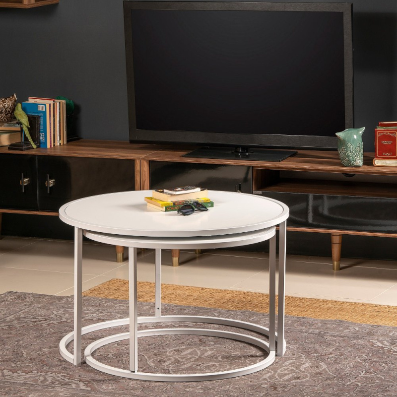 Sada odkládacích stolků (2 kusy) Tambur - White