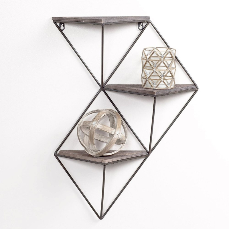 Dekorativní dřevěná nástěnná police Wr044