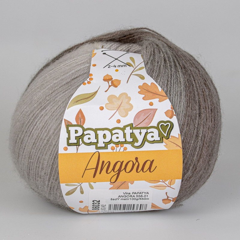 Vlnika Pletací příze PAPATYA ANGORA 556-01 šedý melír, efektní, 100g/550m