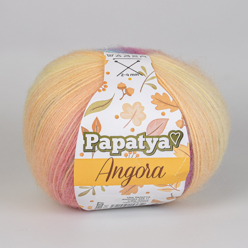 Vlnika Pletací příze PAPATYA ANGORA 556-11 světlý duhový melír, efektní, 100g/550m