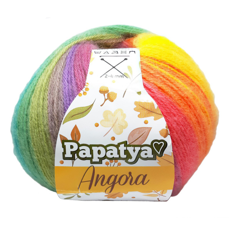 Vlnika Pletací příze PAPATYA ANGORA 556-37 duhový melír, efektní, 100g/550m