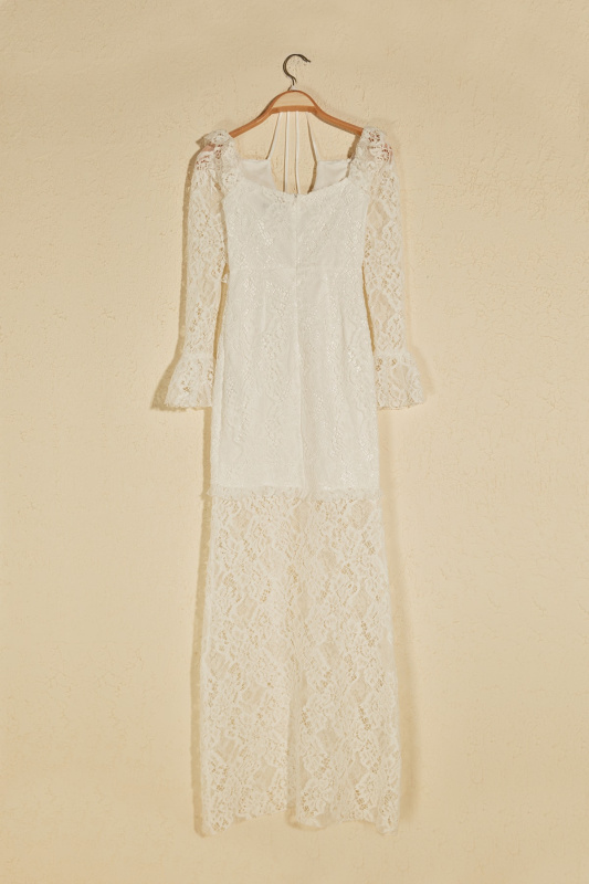 Trendyol Ekru Závěs Detailní krajkové večerní šaty