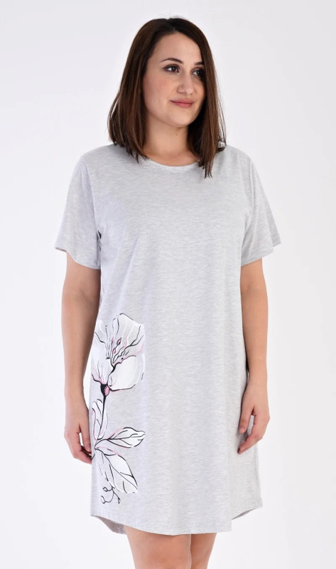 Dámská noční košile Nicol Šedá s potiskem - Vienetta šedá s potiskem 4XL