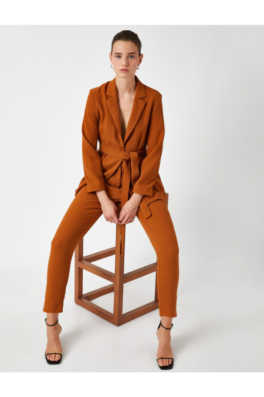 Koton High Waist Straight Cut Trousers