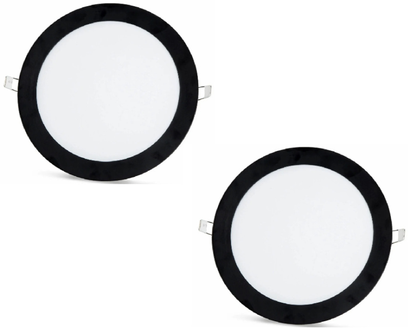 2 ks - SLIM LED panel černý rám studená bílá /6500K 18W / 1620Lm kruhový vestavný kulatý (napájecí zdroj součástí sestavy) 6500K YL10-1800-S