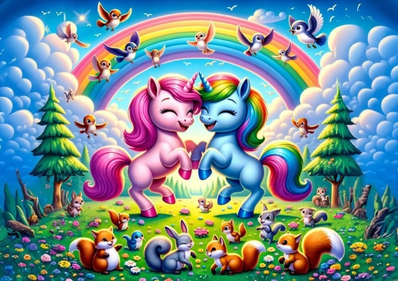 Puzzle Jednorožci s duhou 25 dílků