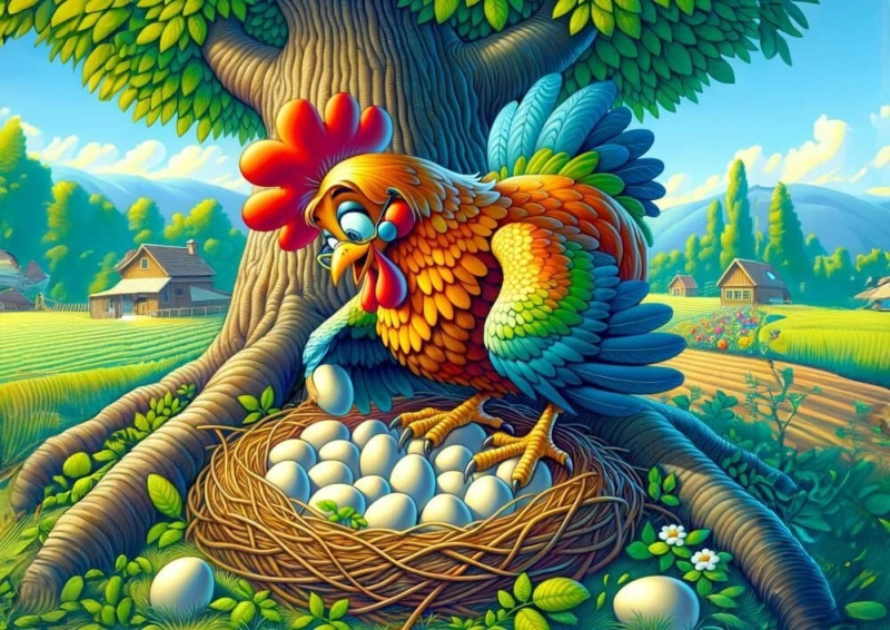 Puzzle Kohout s vajíčky 25 dílků