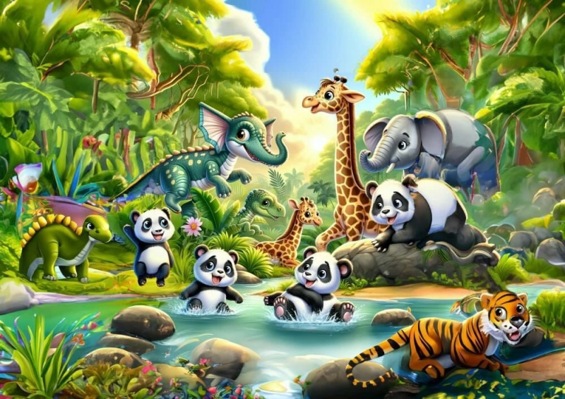 Puzzle Pandí koupání 50 dílků
