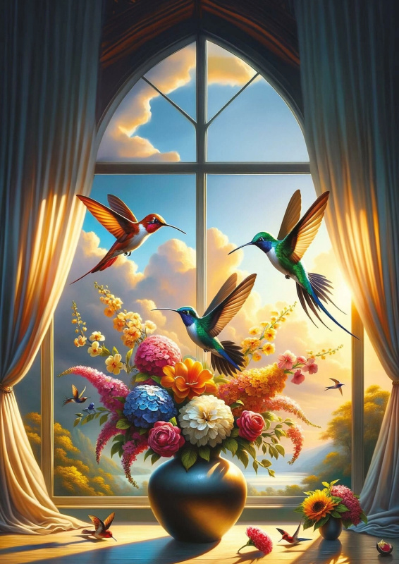 Puzzle Symfonie křídel a květin 500 dílků