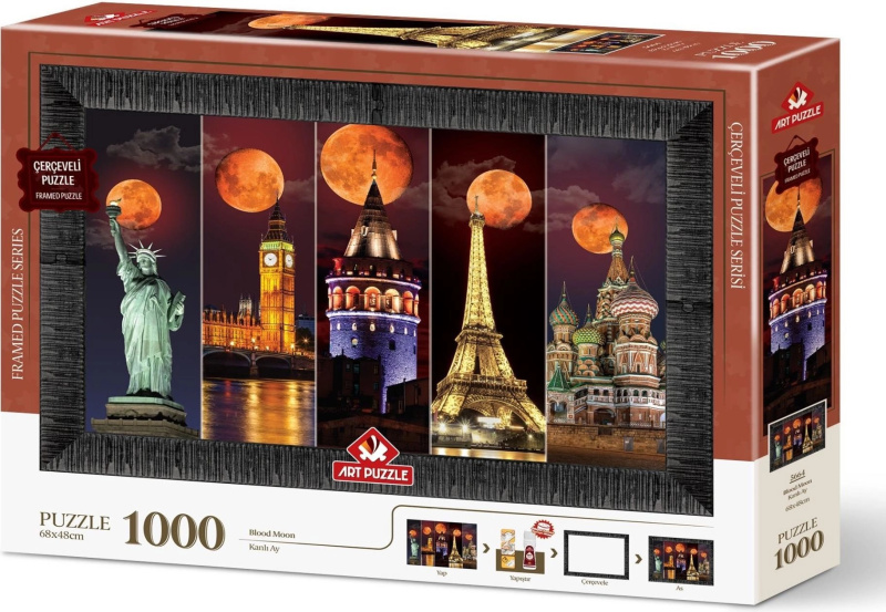 Puzzle s rámem a lepidlem 3v1 Krvavý měsíc 1000 dílků