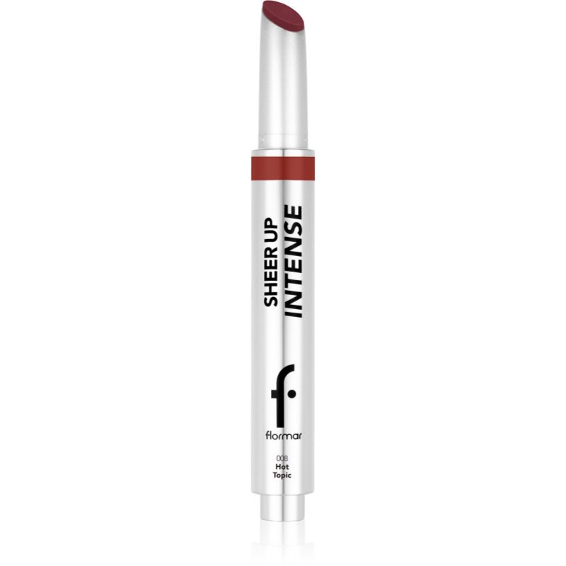 flormar Sheer Up Intense Lipstick hydratační rtěnka s perleťovým leskem odstín 008 Hot Topic 19 g