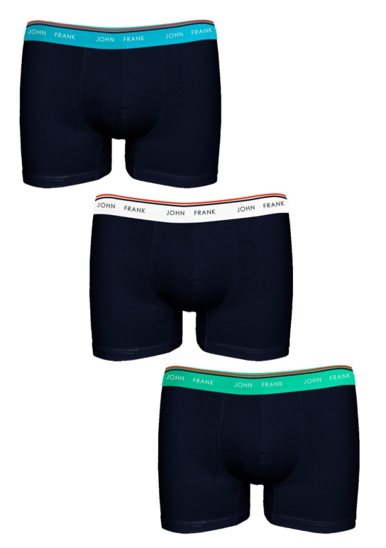 Pánské boxerky John Frank JF3BBR01 3Pack Barva: Modrá - tmavě, Velikost: M