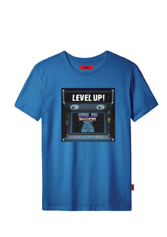 Pánské tričko John Frank JFTCOOL30 LEVEL UP Barva: Modrá, Velikost: M