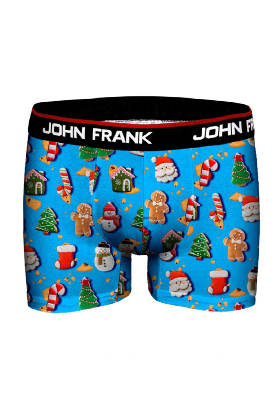 Pánské boxerky John frank JFBD38-CANDY CANE Barva: Modrá, Velikost: M
