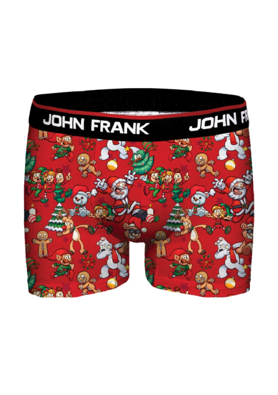 Pánské boxerky John Frank JFBD37-CH-RED PARTY Barva: Červená, Velikost: M