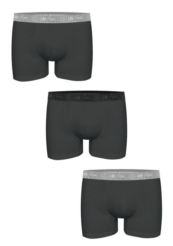Pánské boxerky John Frank JF3BBLK02 3Pack Barva: Černá, Velikost: M