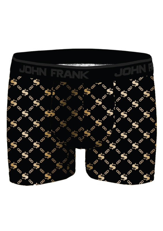 Pánské boxerky John Frank JFBDMET101-CHAIN GOLD Barva: Černá, Velikost: L