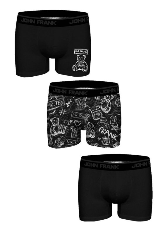 Pánské boxerky John Frank JF3BFUN303 3PACK Barva: Černá, Velikost: M