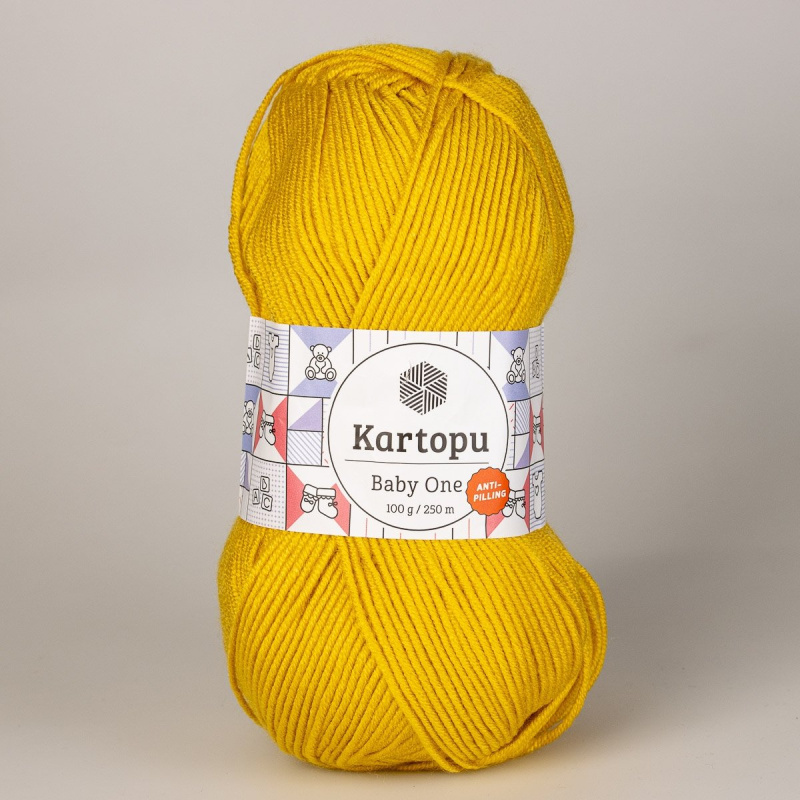 Pletací / háčkovací příze Kartopu BABY ONE K1321 okrová, jednobarevná, antipillingová, 100g/250m