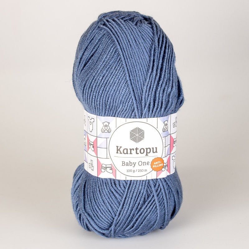 Pletací / háčkovací příze Kartopu BABY ONE K1533 riflově modrá, jednobarevná, antipillingová, 100g/250m
