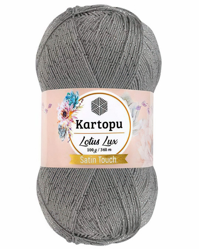 Pletací / háčkovací příze Kartopu LOTUS LUX K941 světle šedá s lurexem, efektní 100g/340m