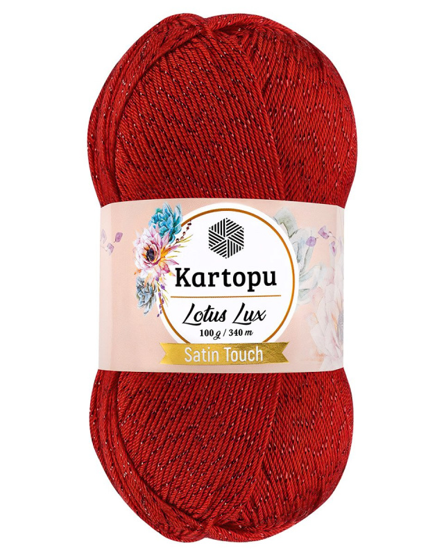Pletací / háčkovací příze Kartopu LOTUS LUX K165 červená s lurexem, efektní 100g/340m