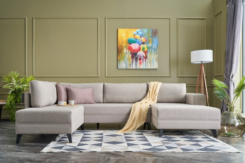 Rohová rozkládací pohovka Efsun - Cream