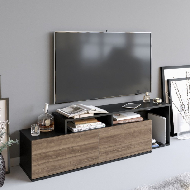 TV stolek Nexera - Black, Walnut