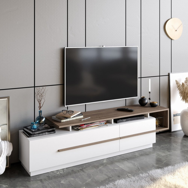 TV stolek Pia - Walnut, White