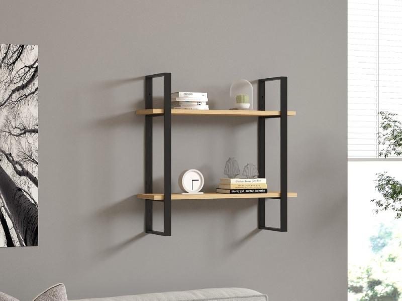 Nástěnná police Buba - Sapphire Oak, Black