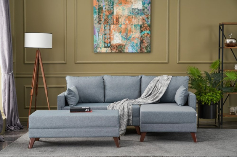 Rohová rozkládací pohovka Bella Soft Mini Köşe Right - Blue