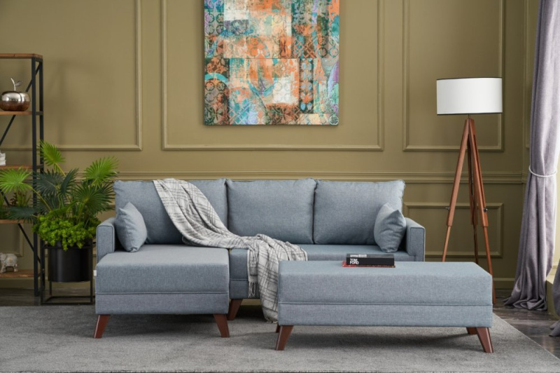 Rohová rozkládací pohovka Bella Soft Mini Köşe Left - Blue