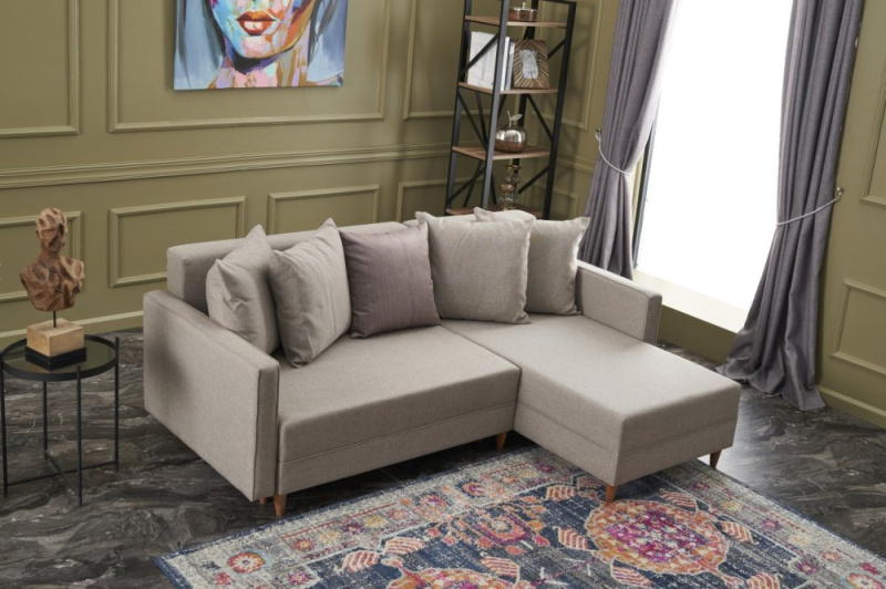 Rohová rozkládací pohovka Aydam Right - Cream