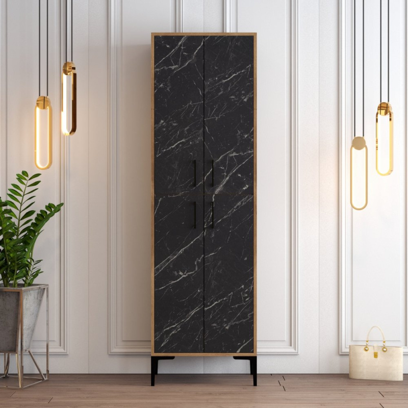 Botník Berlin A - Walnut, Black Marble