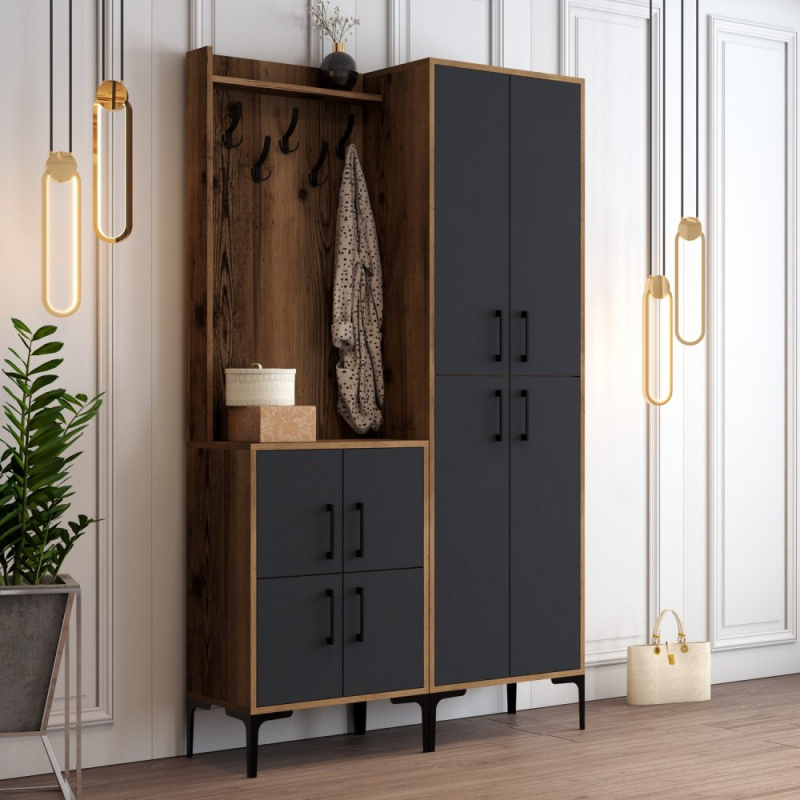 Předsíňová stěna Berlin BA - Walnut, Anthracite