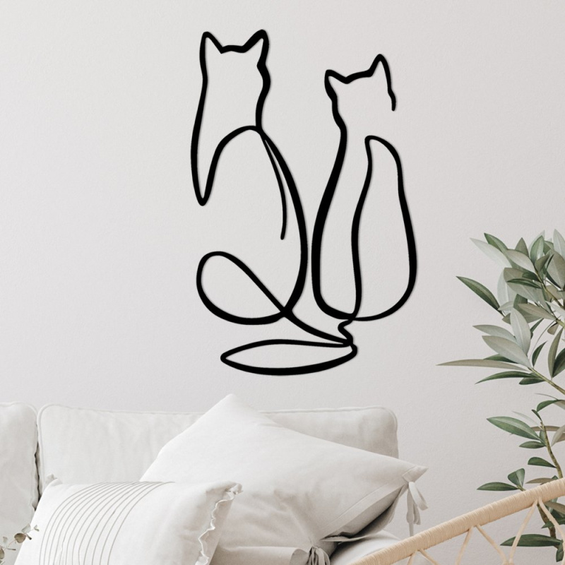 Dekorativní kovový doplněk na zeď Couple Cat Love
