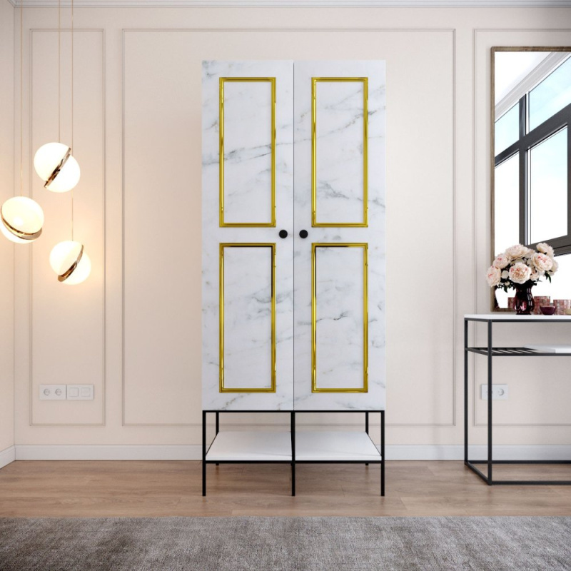 Šatní skříň Martin 2 - White, Black, Gold