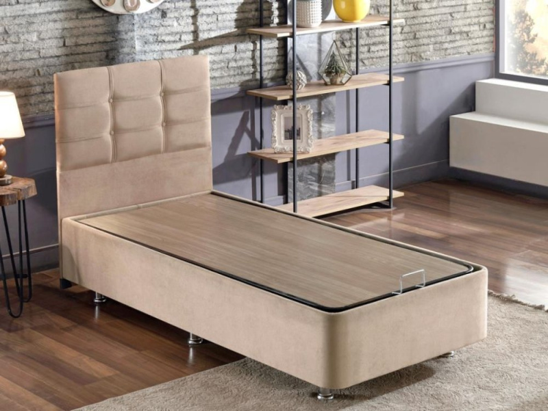 Rám jednolůžkové postele s čelem Polo - Light Brown (100 x 200)