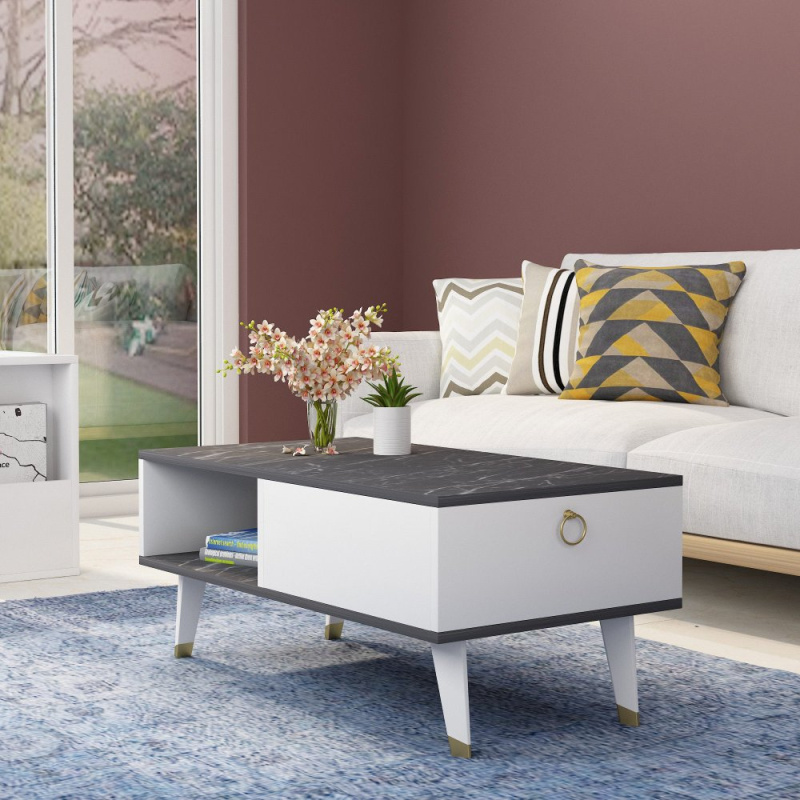 Konferenční stolek Delux - Black, White