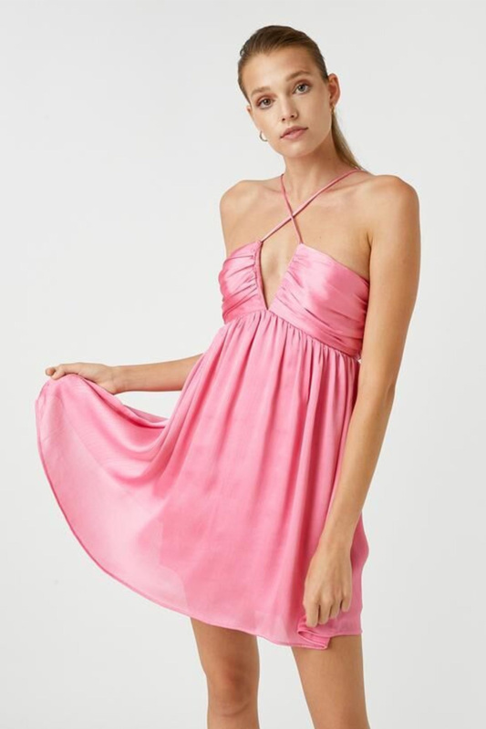 Koton Dámské okno Detailní mini šaty 2sak80144fw