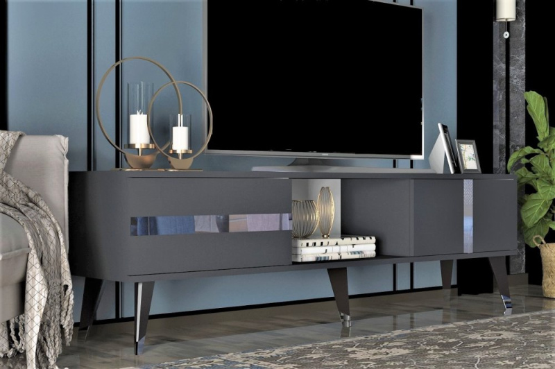 TV stolek Vania - Anthracite, Silver